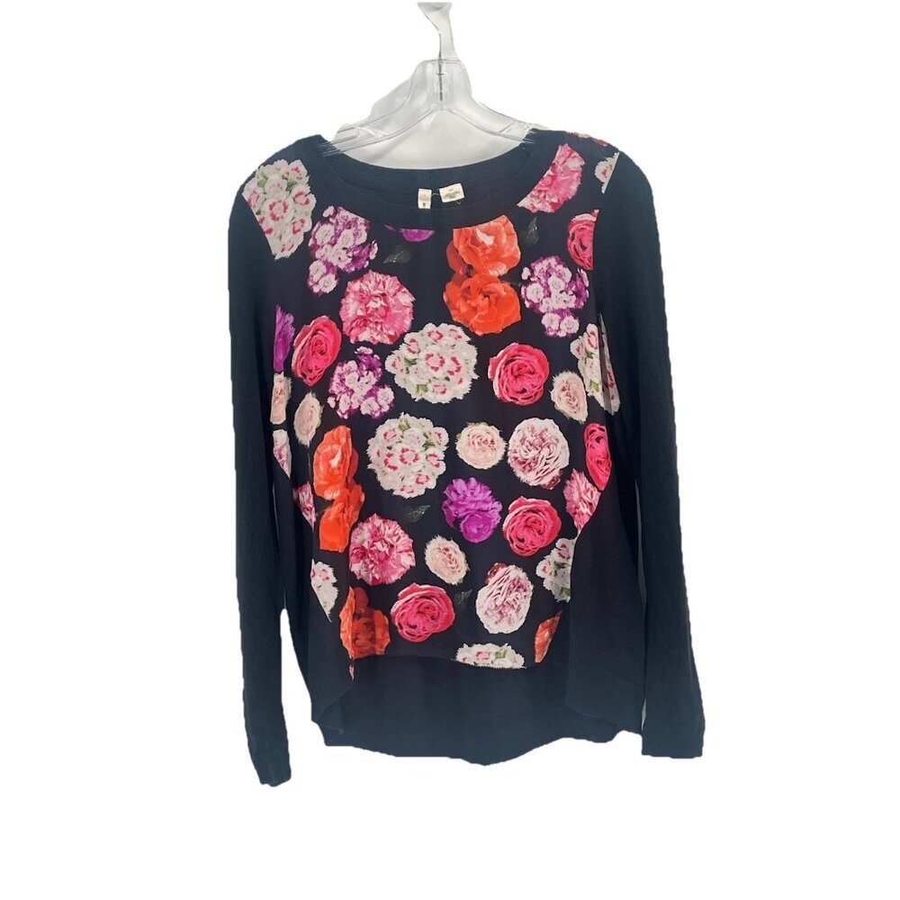 Anthropologie Moth Silk Floral Pullover Sweatshirt Sz Medium Whimsigoth Romantic